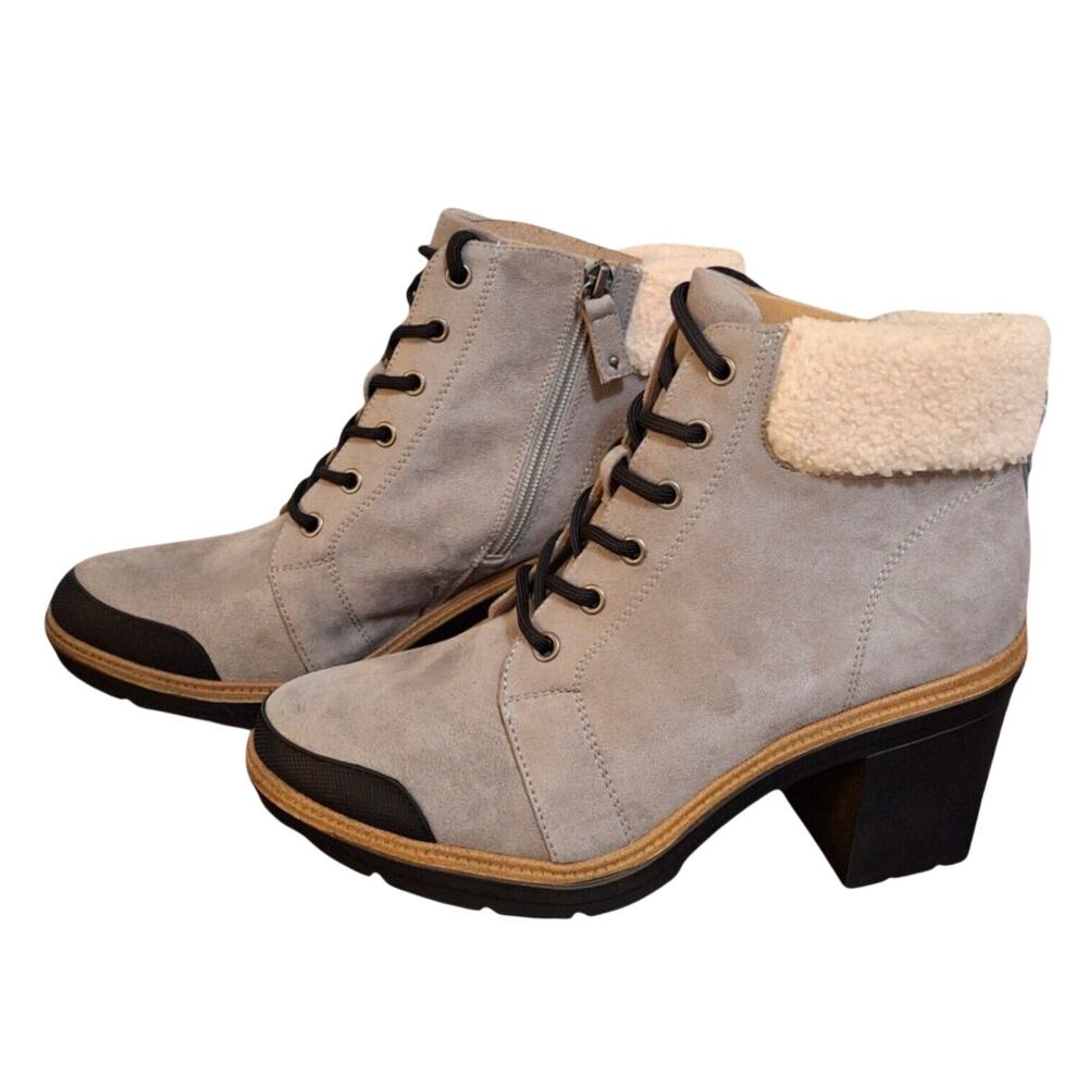 Dr. Scholl's Gray Platform Boots Size 10 NWT Chunky Heel Fall Weather City Chic